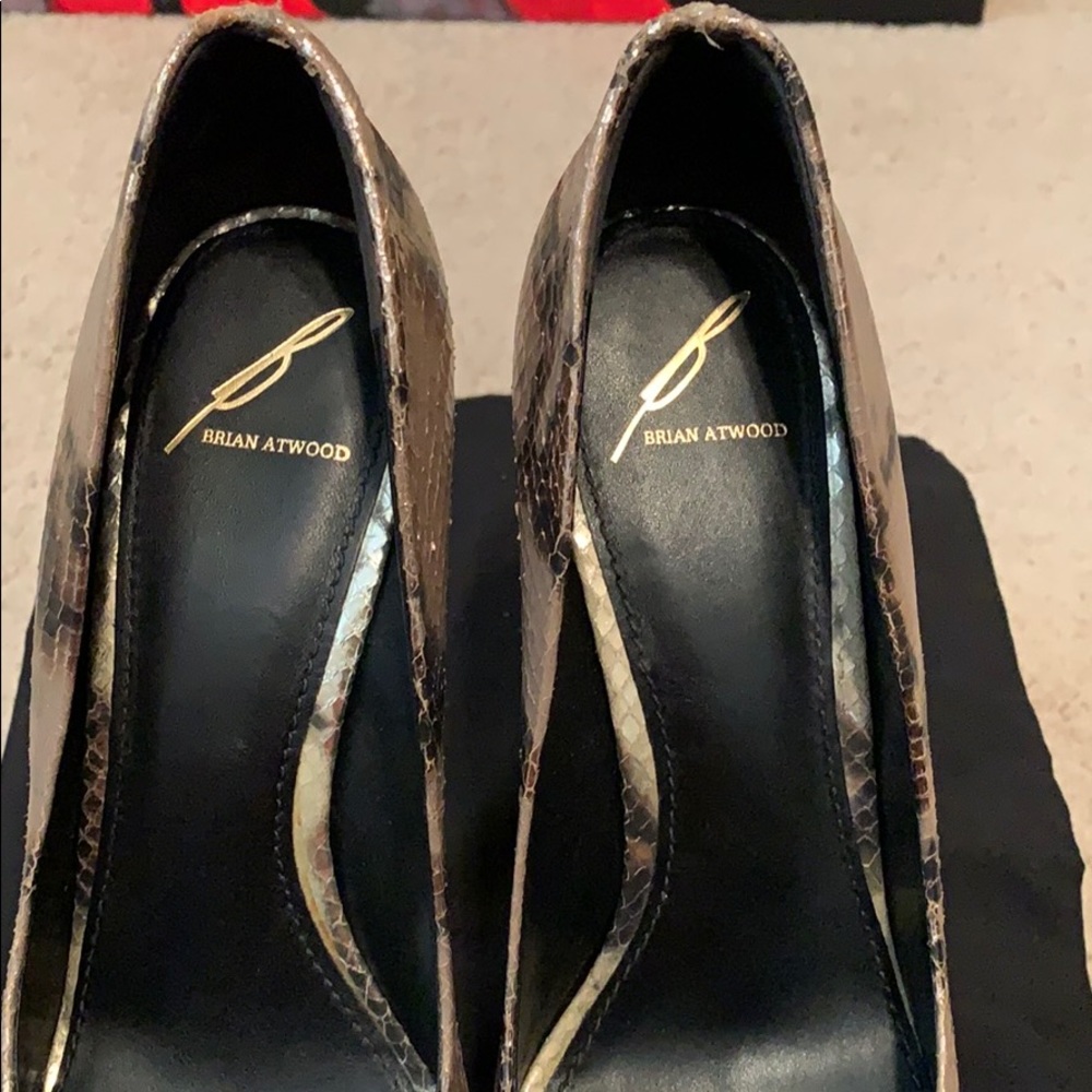 Gold Python Embossed Brian Atwood Platform Pumps - image 7